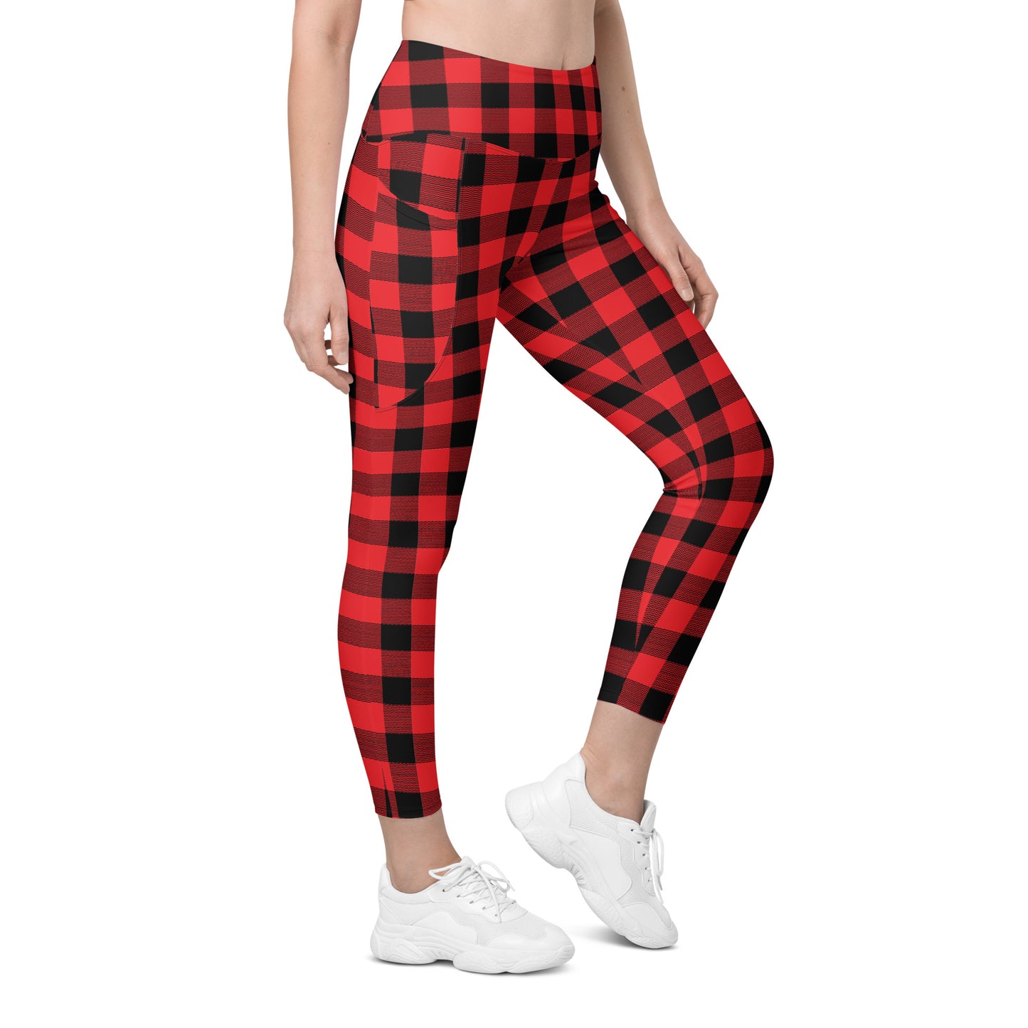 Red Buffalo Plaid Leggings with pockets