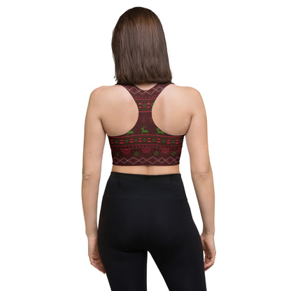 Burgundy Fair Isle Longline sports bra