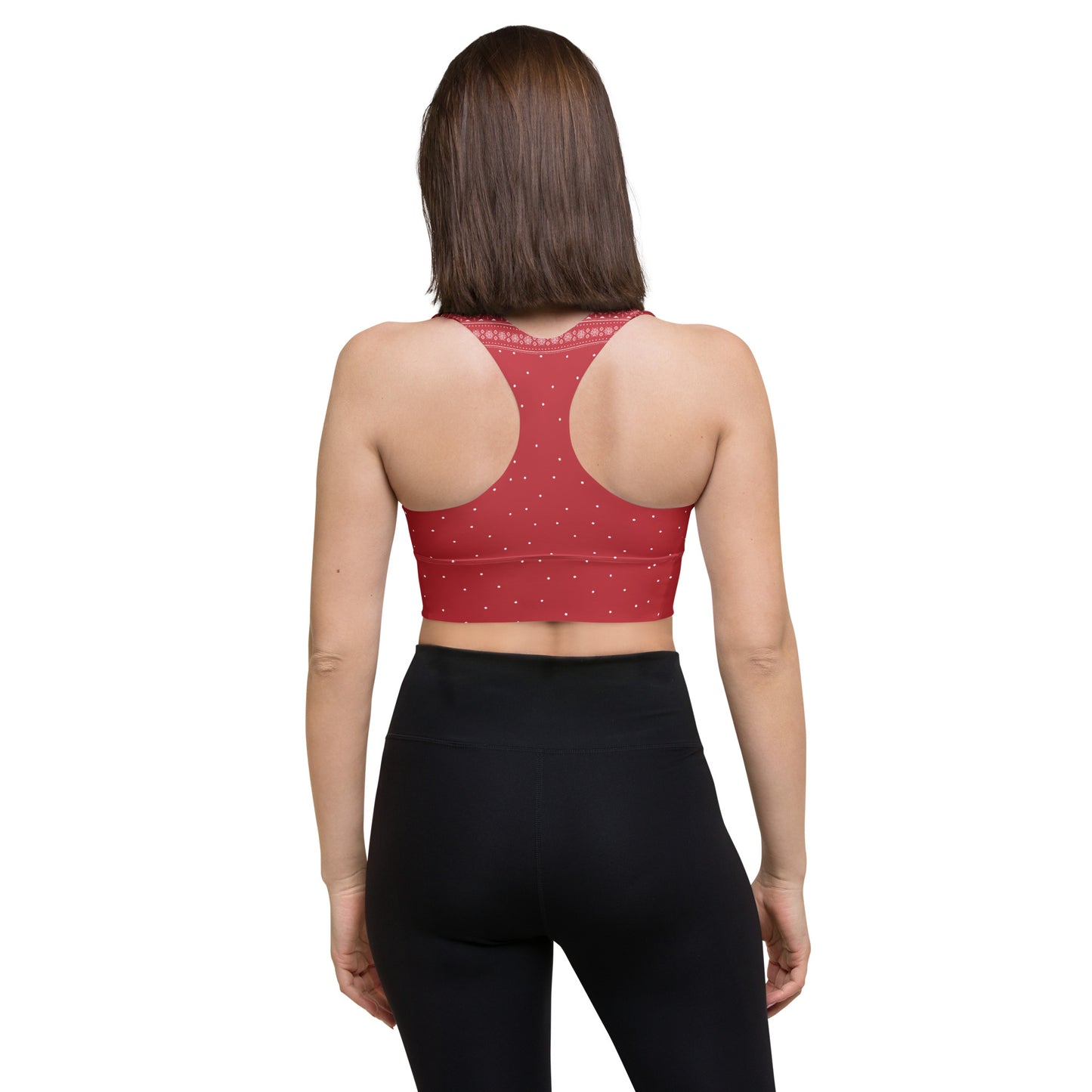 Red Fair Isle Longline sports bra