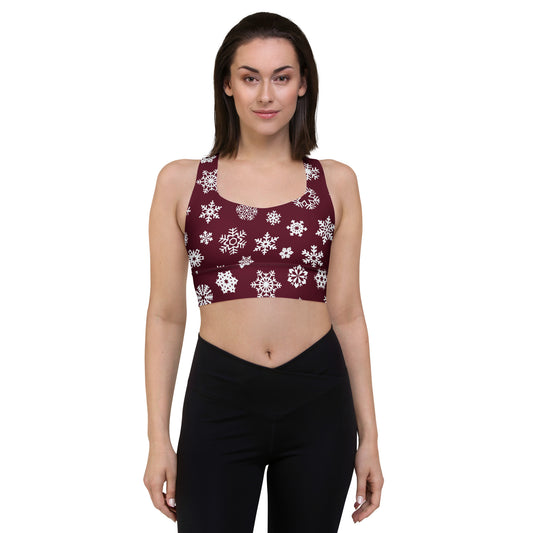 Red Snowflake Longline sports bra