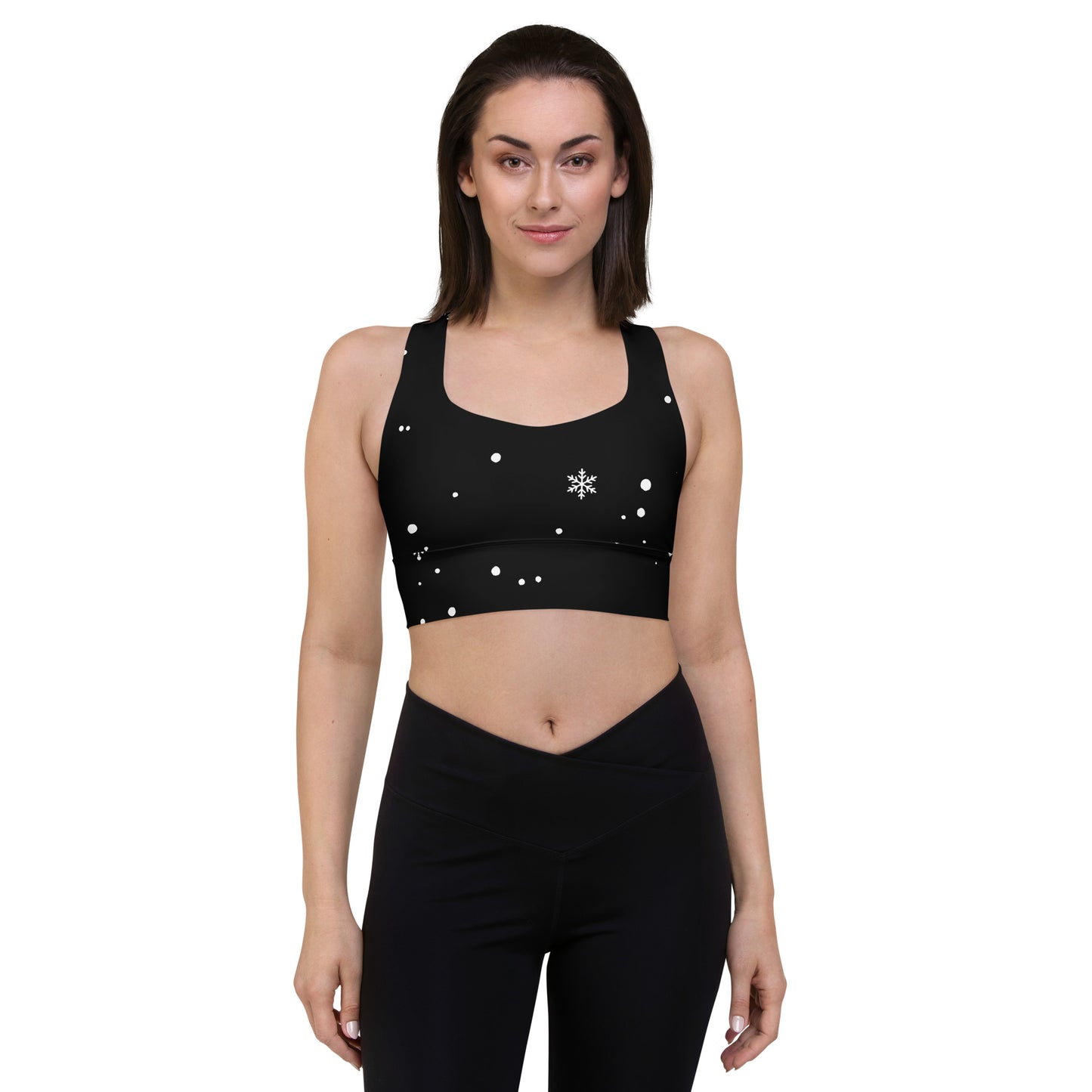 Black Snowflake Longline sports bra