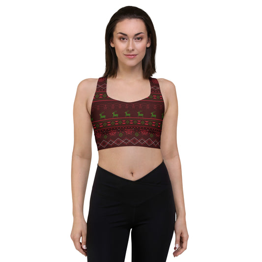 Burgundy Fair Isle Longline sports bra