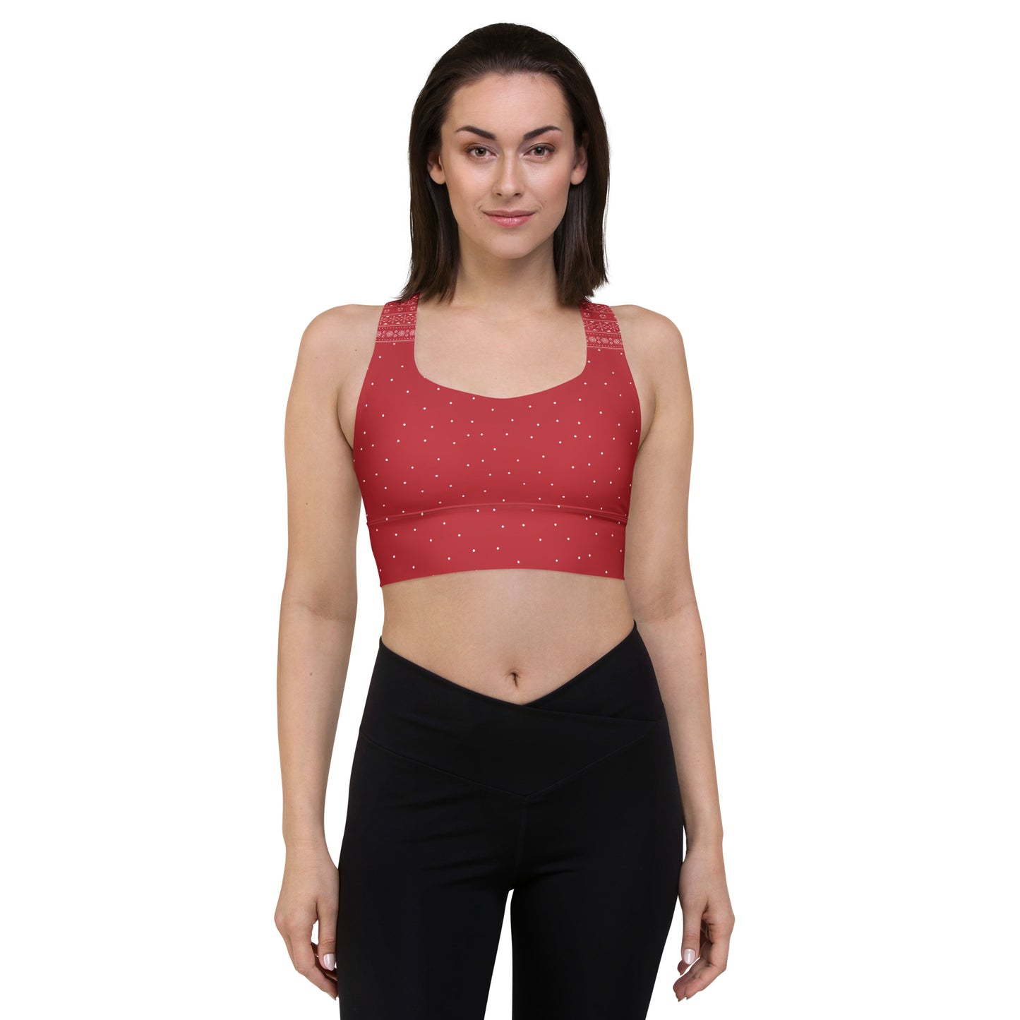 Red Fair Isle Longline sports bra