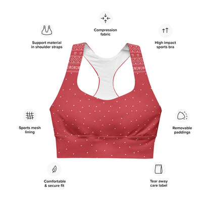 Red Fair Isle Longline sports bra