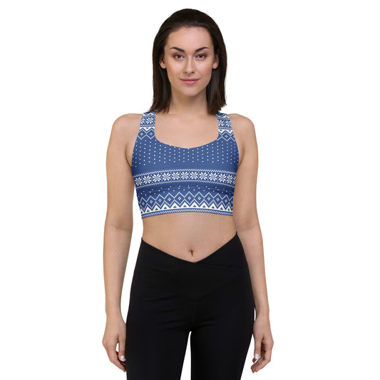 Blue Fair Isle Longline sports bra