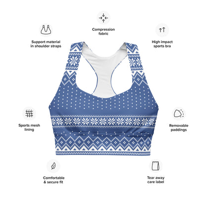 Blue Fair Isle Longline sports bra