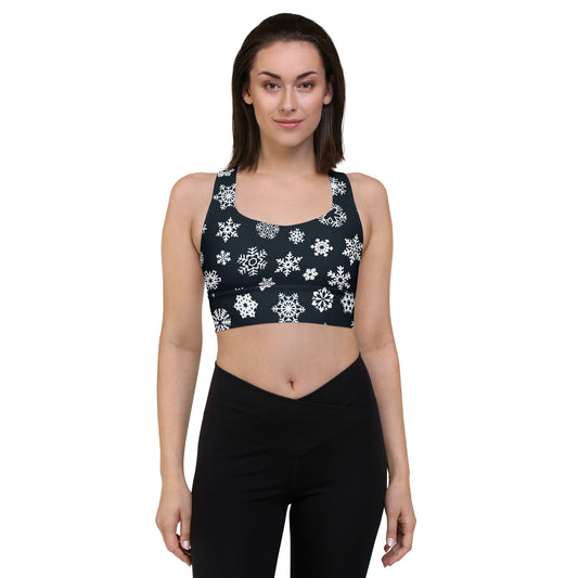 Navy Snowflake Longline sports bra