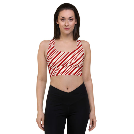 Candy Cane Stripe Longline sports bra