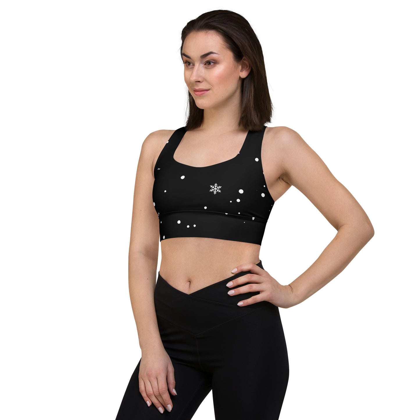 Black Snowflake Longline sports bra