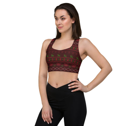 Burgundy Fair Isle Longline sports bra