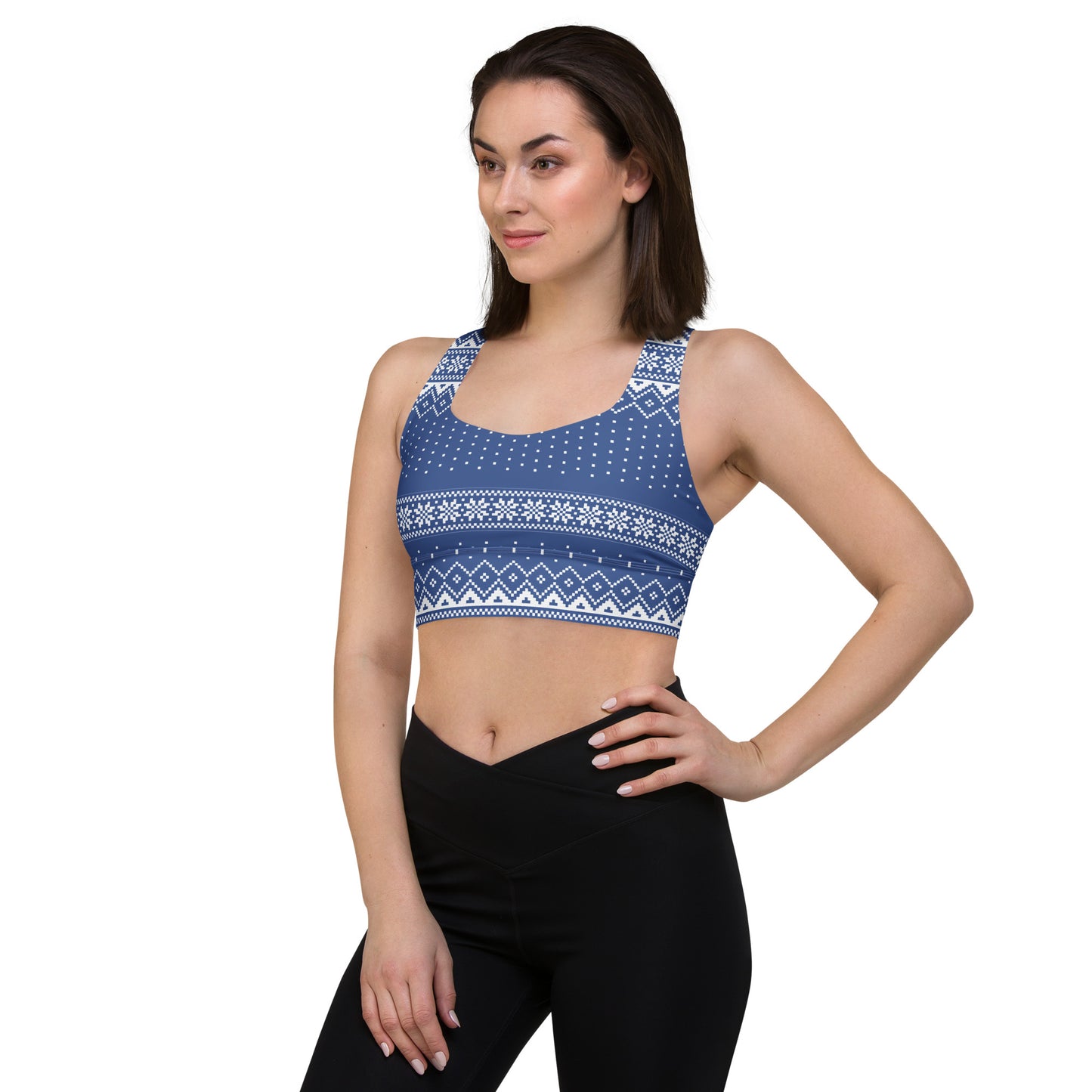 Blue Fair Isle Longline sports bra