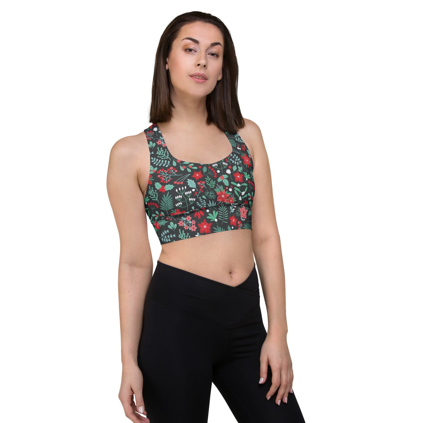 Winter Floral Longline sports bra