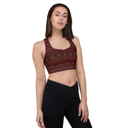 Burgundy Fair Isle Longline sports bra