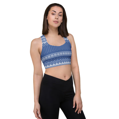 Blue Fair Isle Longline sports bra