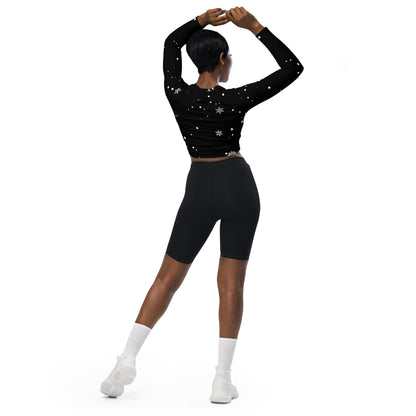 Black Snowflake Recycled long-sleeve crop top