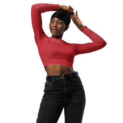 Red Fair Isle Recycled long-sleeve crop top