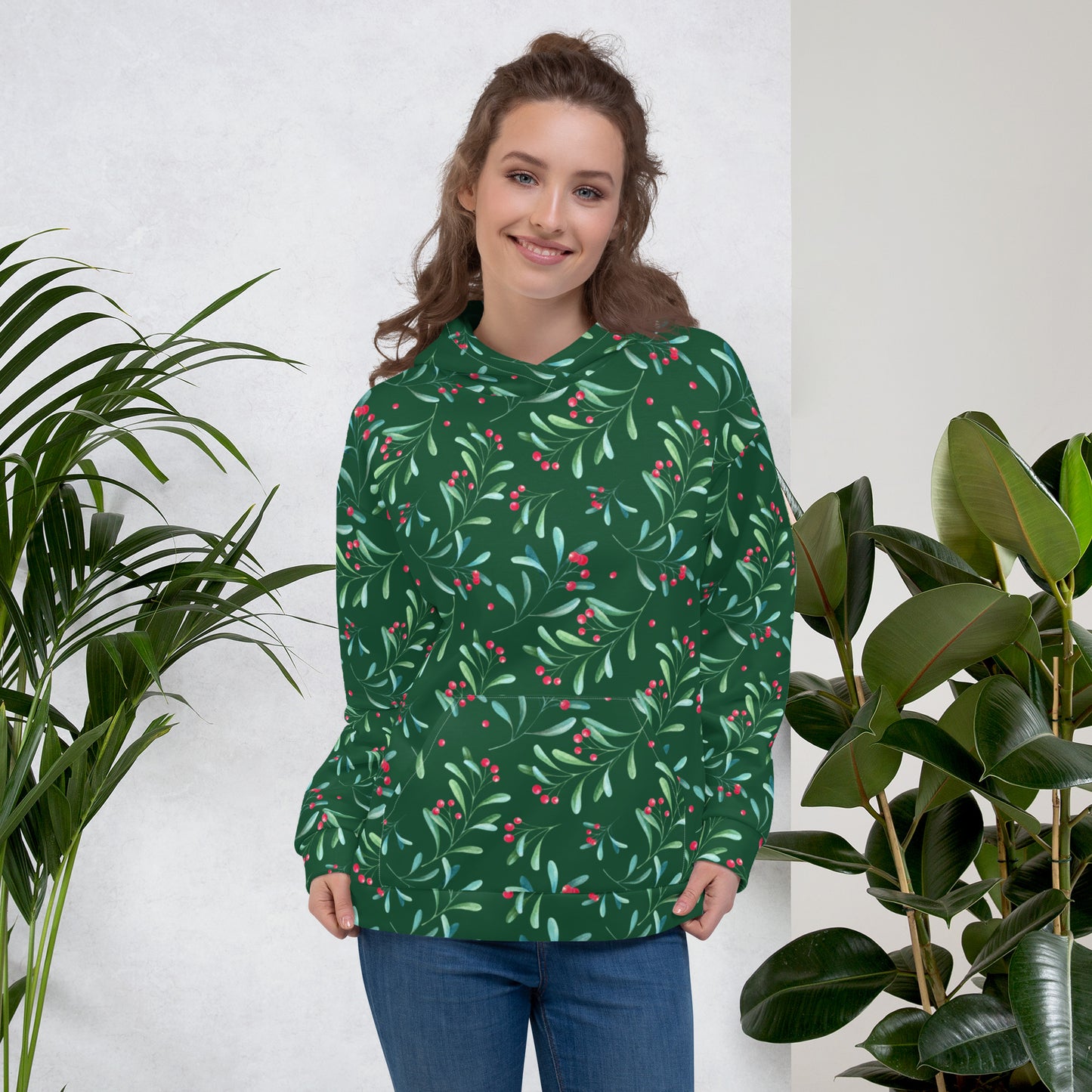 Green Holly Berry Adult Hoodie