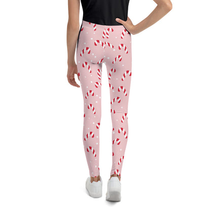 Pink Candy Cane Youth Leggings