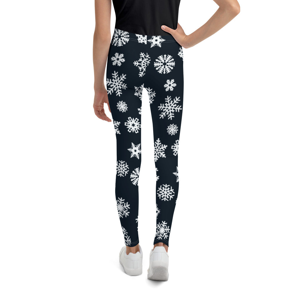 Navy Snowflake Youth Leggings