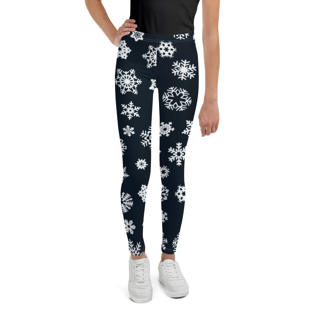 Navy Snowflake Youth Leggings