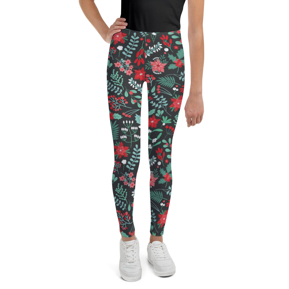 Winter Floral Youth Leggings