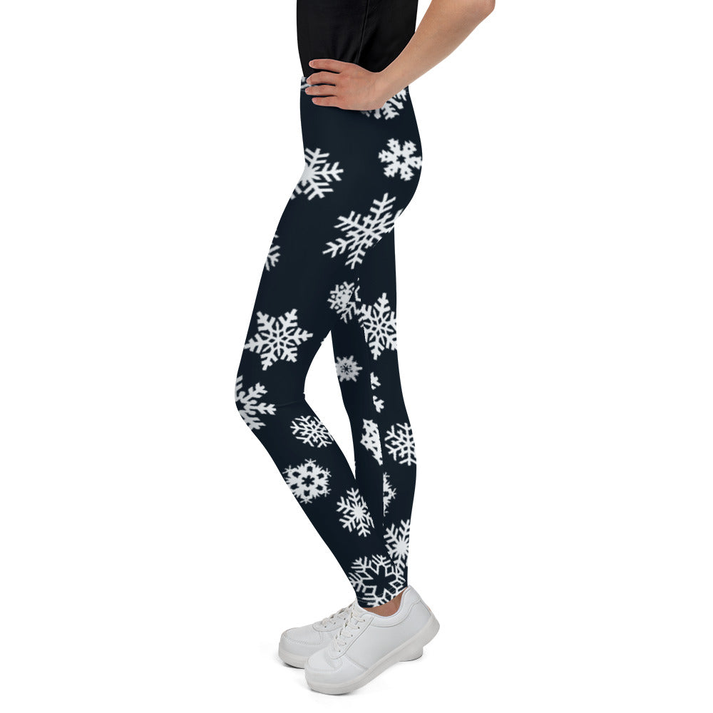 Navy Snowflake Youth Leggings