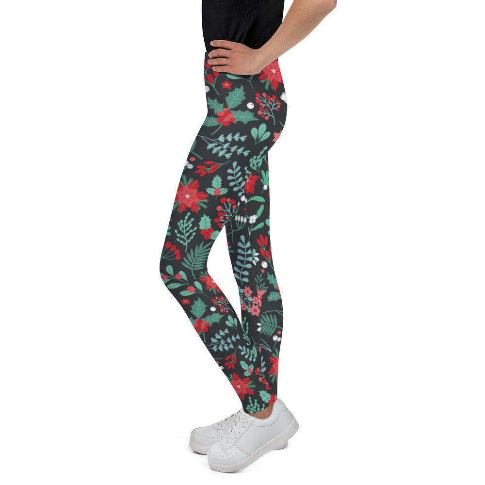 Winter Floral Youth Leggings