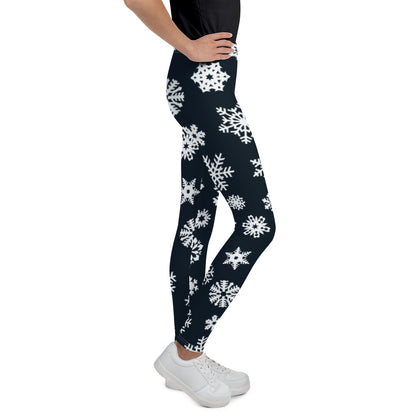 Navy Snowflake Youth Leggings