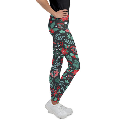 Winter Floral Youth Leggings