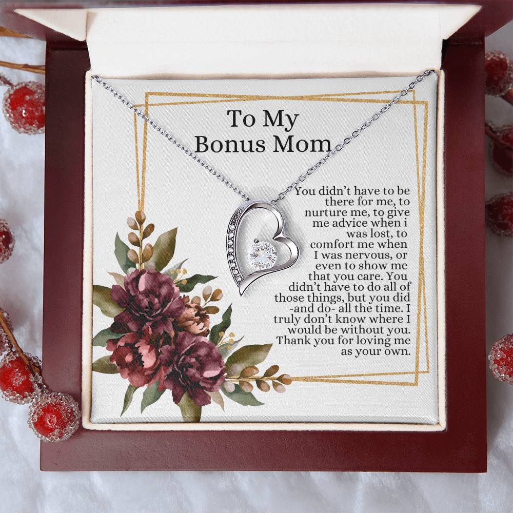 To My Bonus Mom Heart Necklace