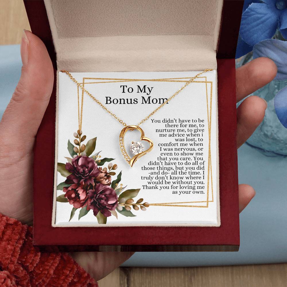 To My Bonus Mom Heart Necklace