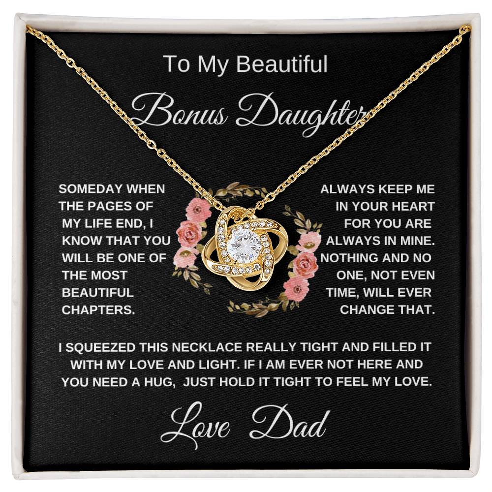 To My Beautiful Bonus Daughter Pink Wreath Love Dad Love Knot