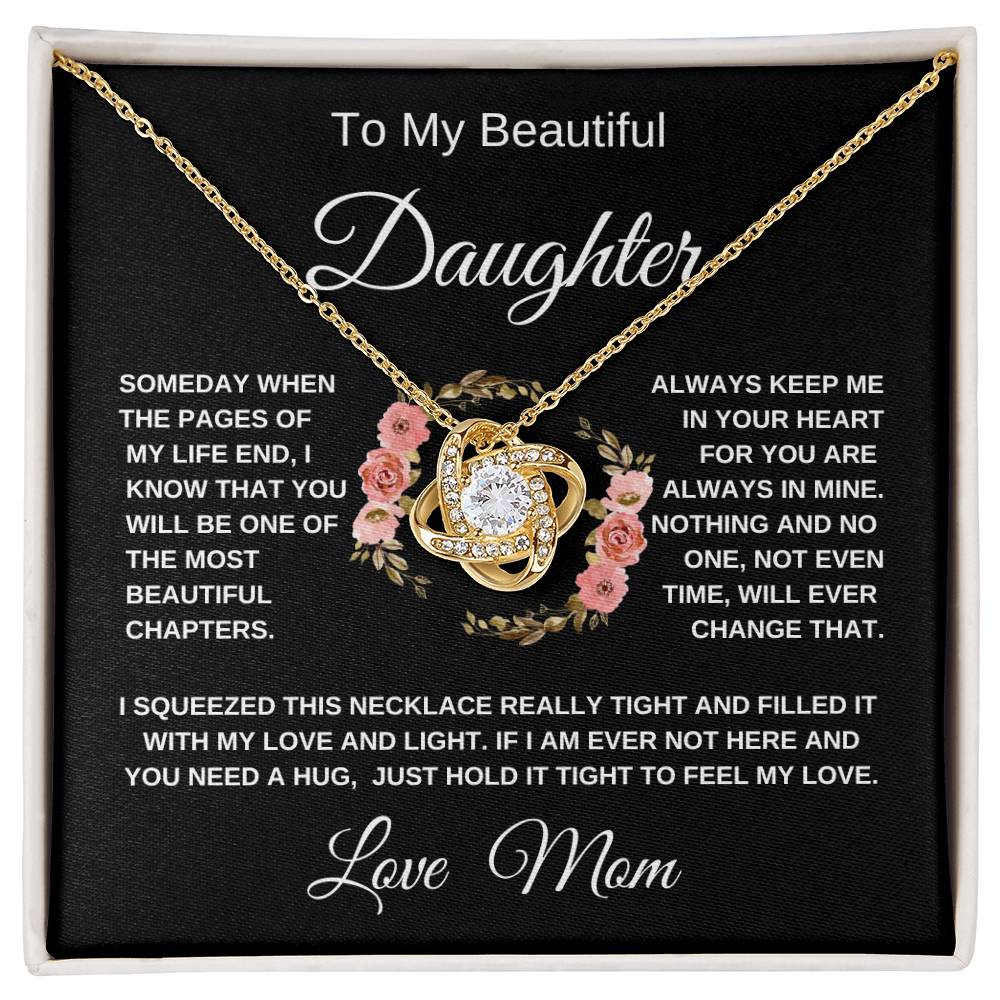 To  My Beautiful Daughter  Pink Wreath  Love Mom  Love Knot