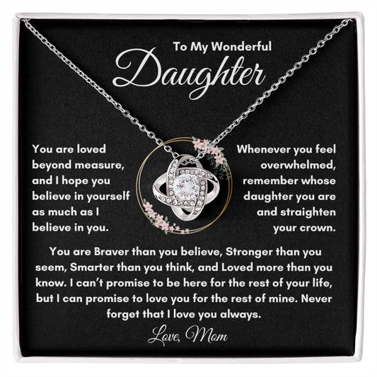 For My Wonderful Daughter Love Mom - Love knot necklace - Deeg Family Design