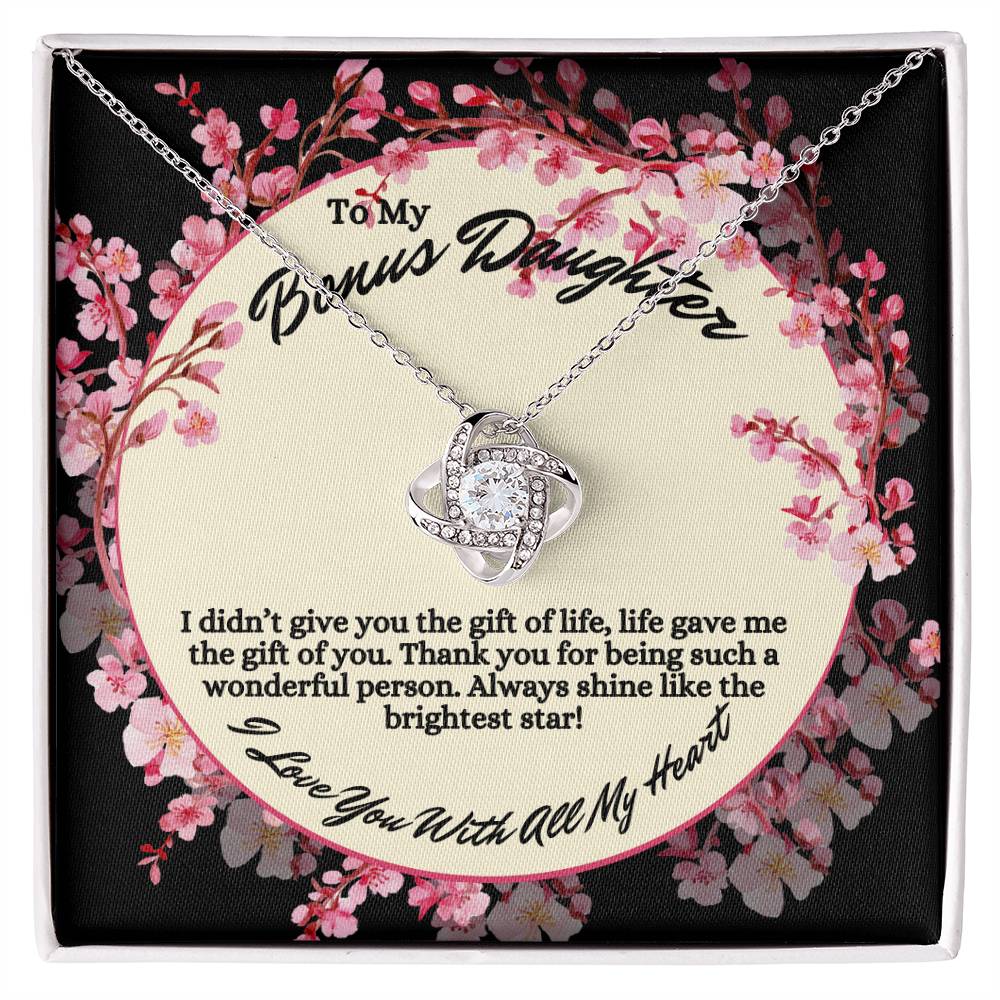 To My Bonus Daughter Love Knot Necklace