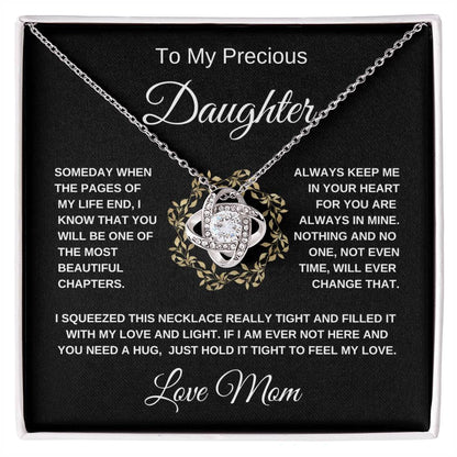 My Precious Daughter Love Mom  Gold Wreath  Love Knot