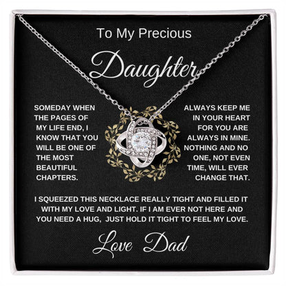 My precious Daughter  Love Dad   gold wreath  Love Knot