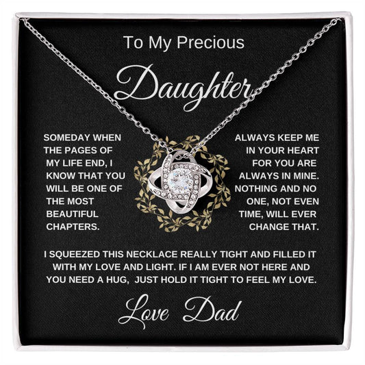 My precious Daughter  Love Dad   gold wreath  Love Knot