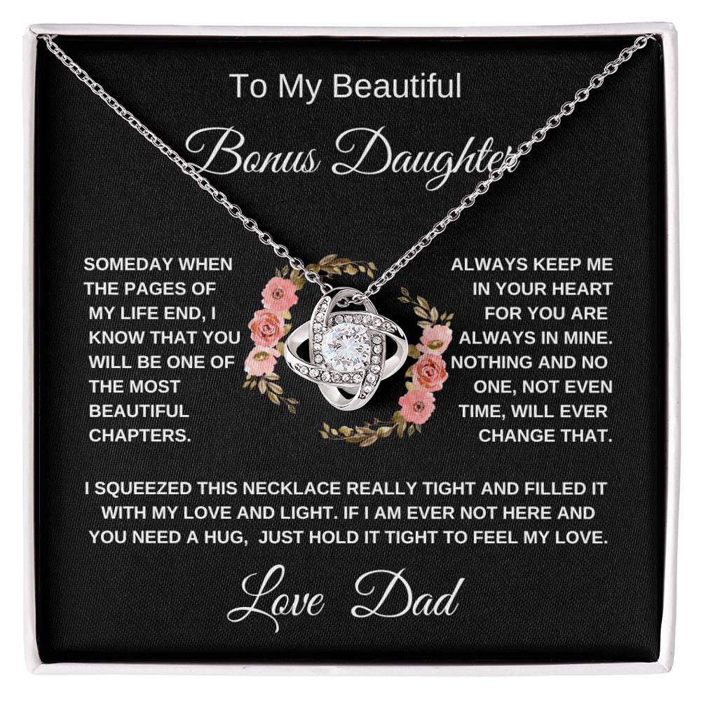 To My Beautiful Bonus Daughter Pink Wreath Love Dad Love Knot