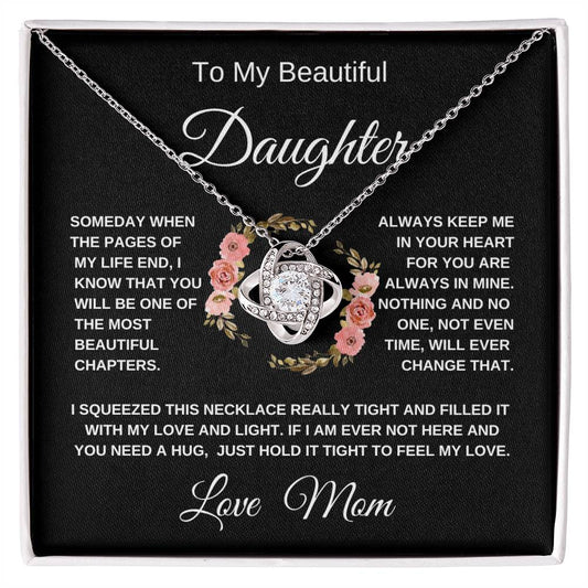 To  My Beautiful Daughter  Pink Wreath  Love Mom  Love Knot