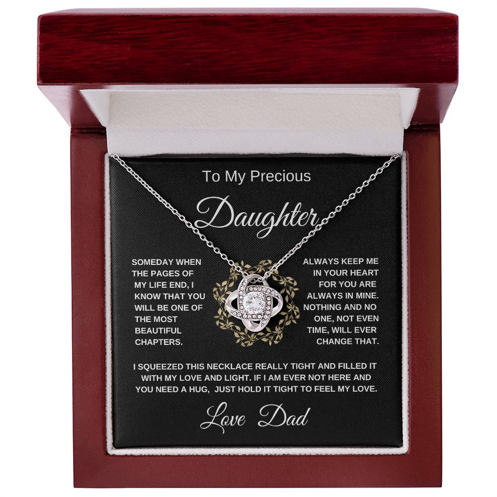 My precious Daughter  Love Dad   gold wreath  Love Knot