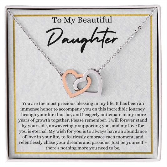 To My Beautiful Daughter - Interlocking hearts necklace - Deeg Family Design