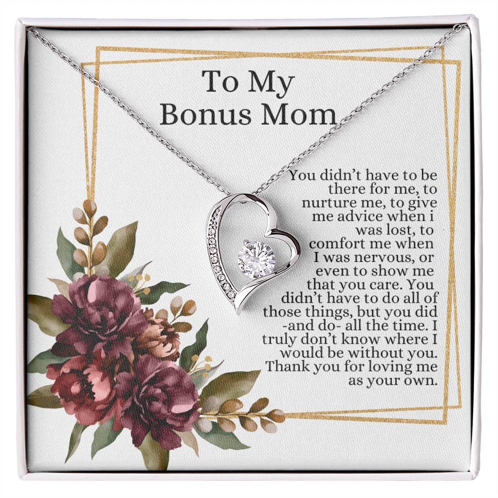 To My Bonus Mom Heart Necklace