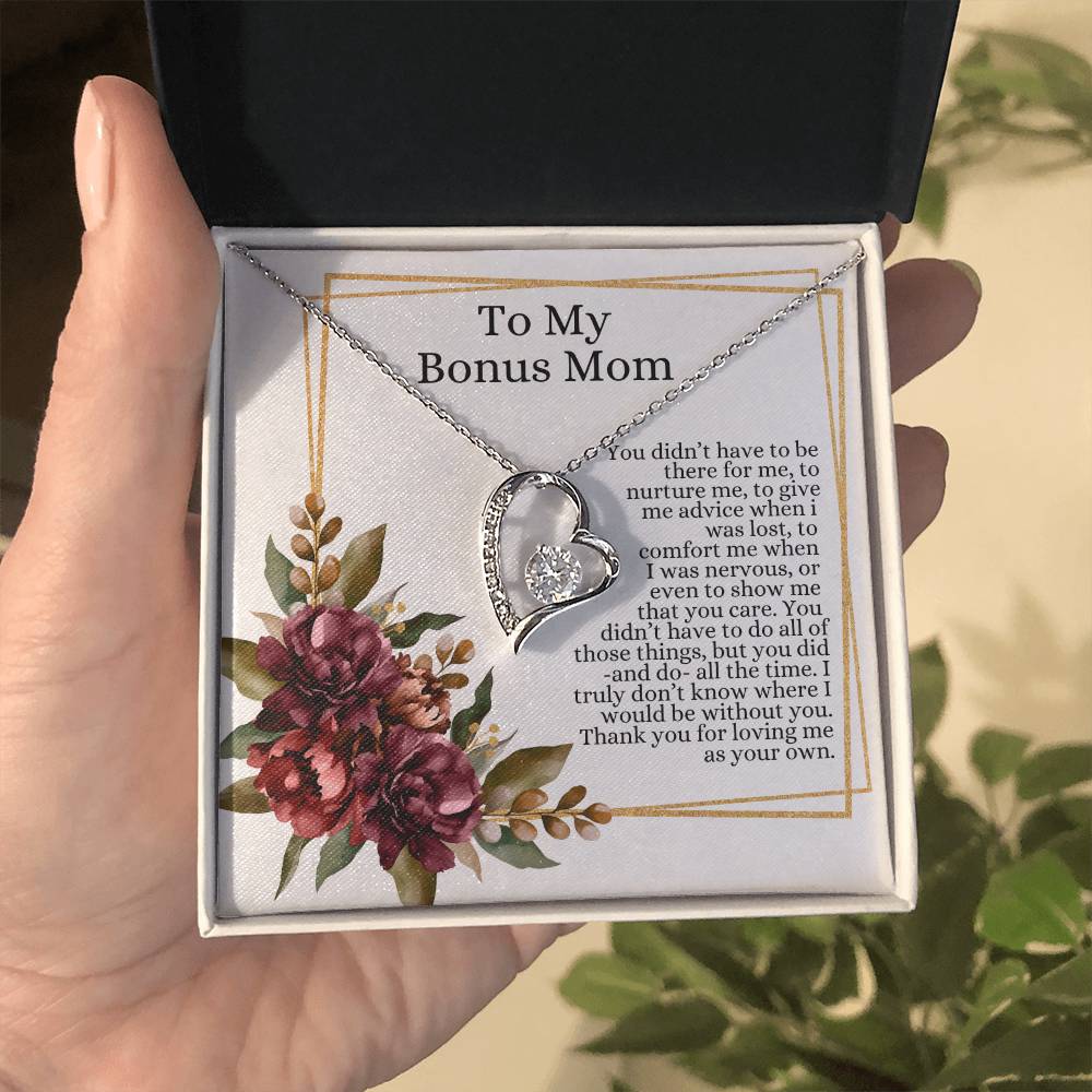 To My Bonus Mom Heart Necklace