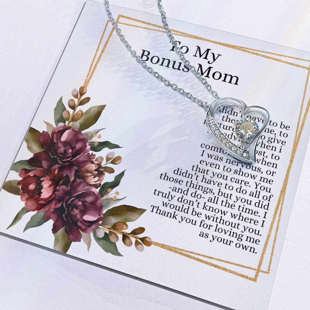 To My Bonus Mom Heart Necklace