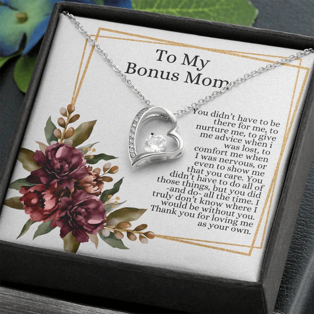 To My Bonus Mom Heart Necklace