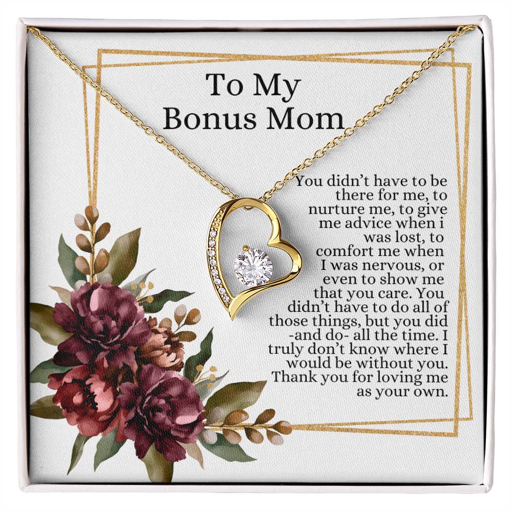 To My Bonus Mom Heart Necklace