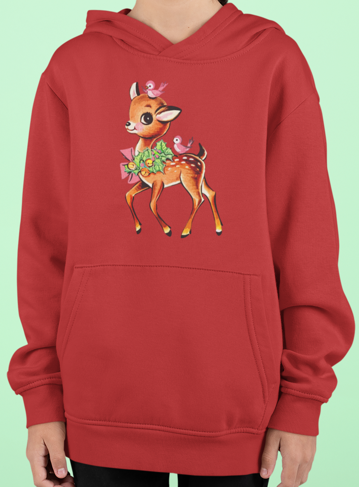 Vintage Christmas Deer Youth Hoodie