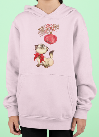 Vintage Christmas Kitty Youth Hoodie