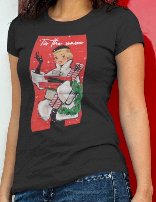 Vintage Tis The Season Lady Women'sTee